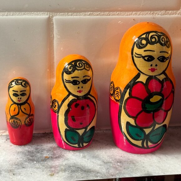 Vintage Russian Nesting Dolls 1990s Set 8 Hand-Painted Matryoshka Stacking rare - Picture 9 of 16